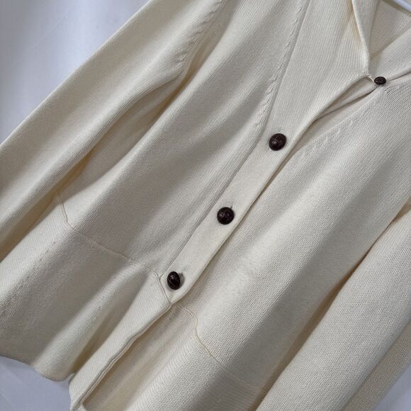 Ralph Lauren Ivory Knit Sweater American Living Shawl Collar Knit Size L Button - Picture 6 of 14